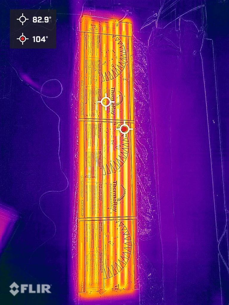 FLIR thermography image showing temperature of an electric heater